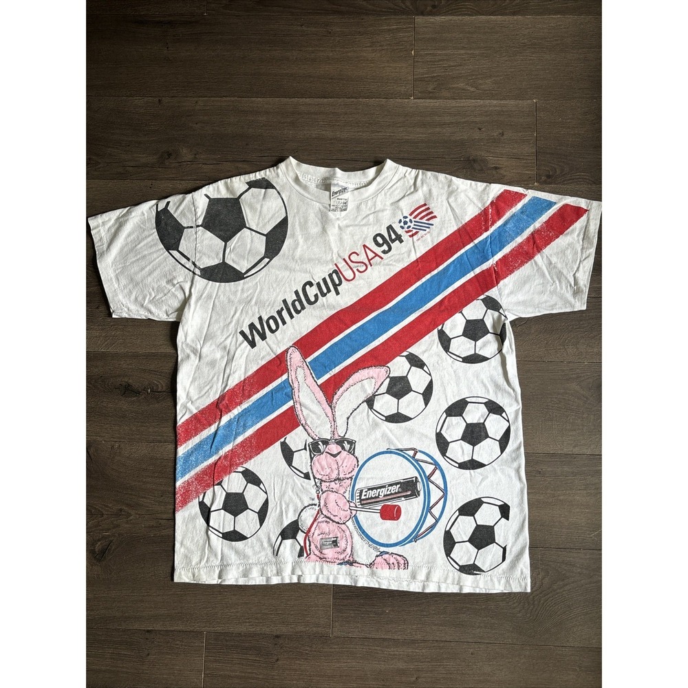 Vintage 1994 World Cup Shirt Mens XL AOP Graphic Print Energizer USA Soccer